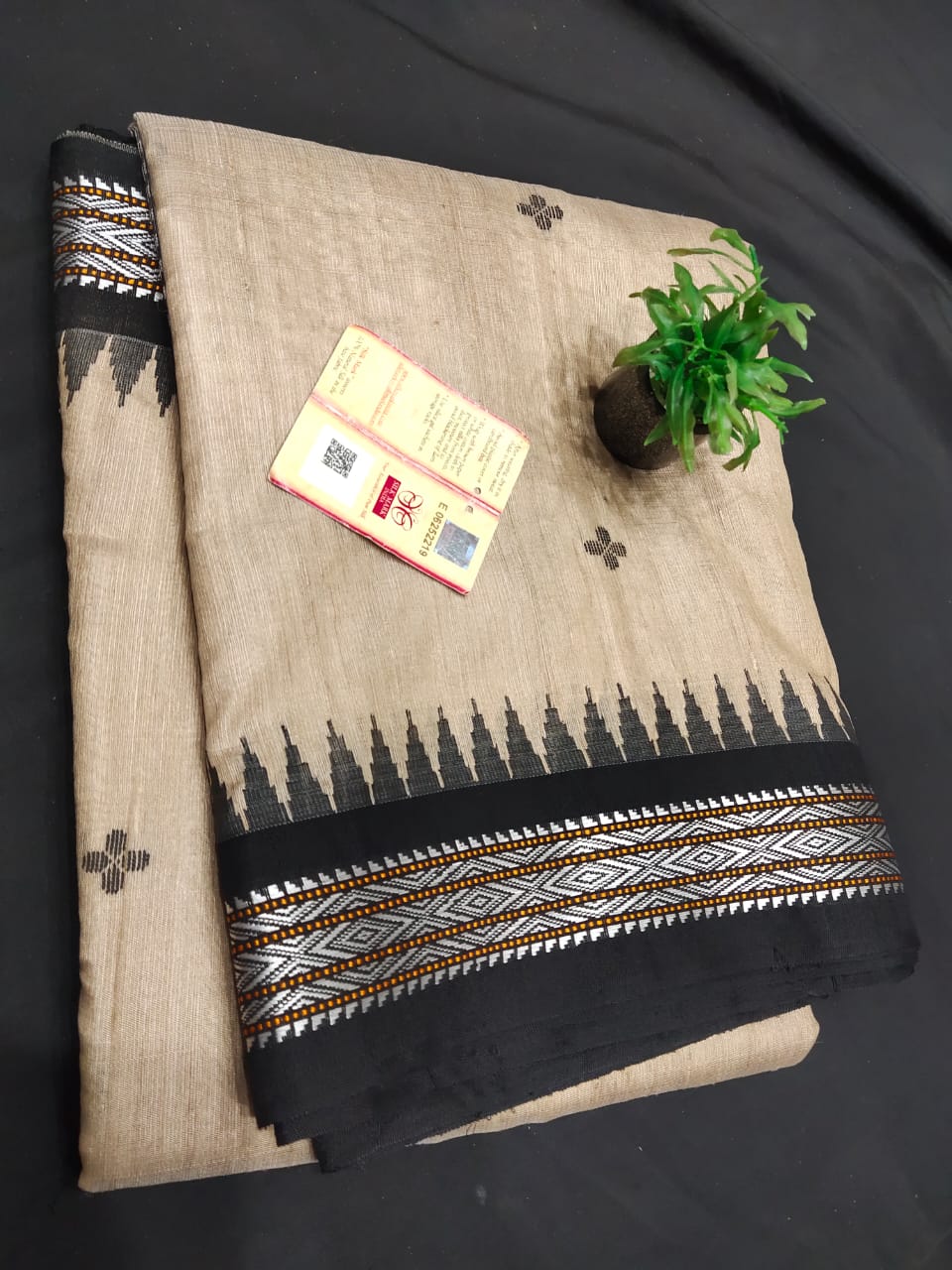 Tussar silk saree with Karvati border