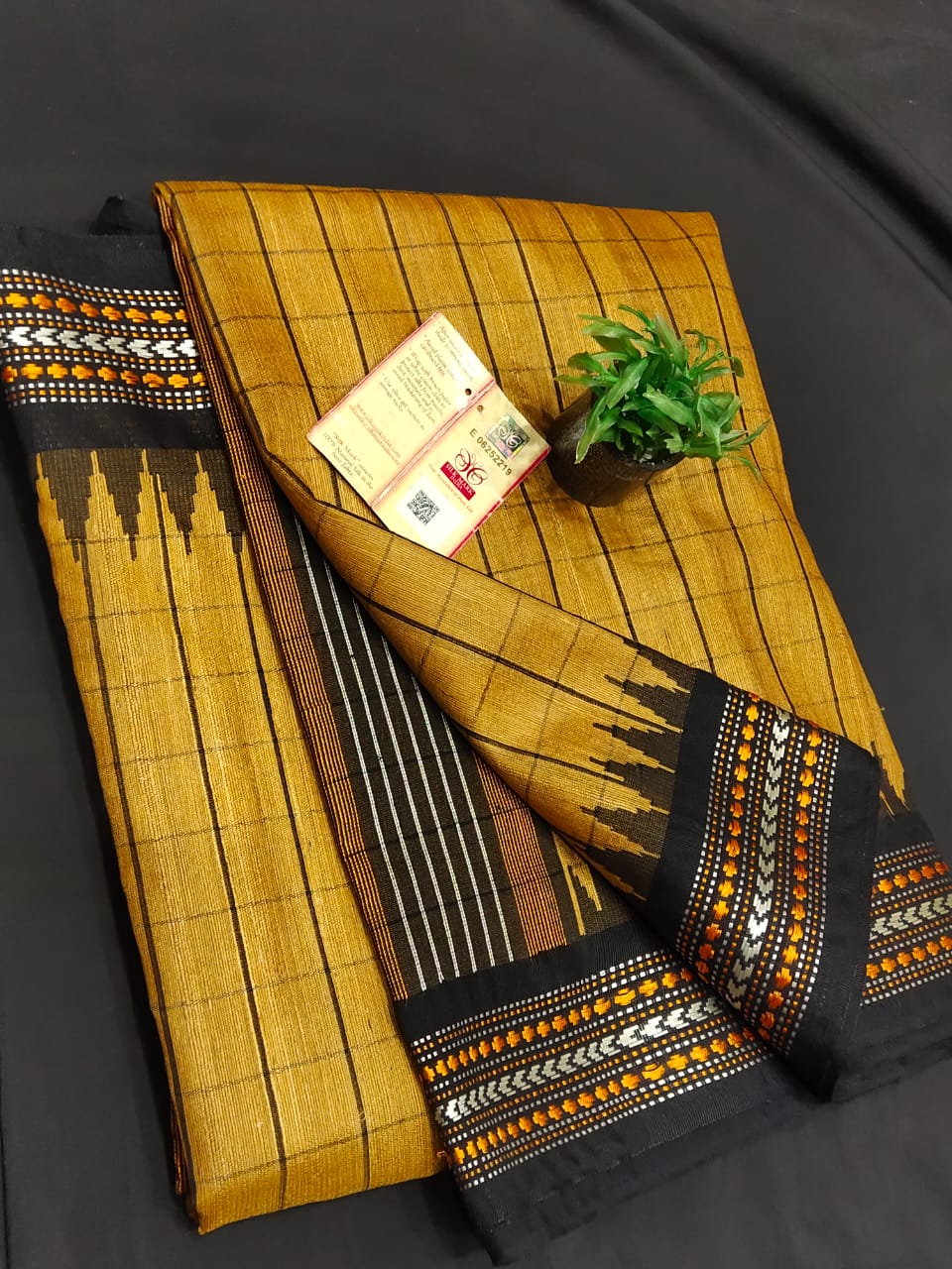 Tussar silk saree with Karvati border