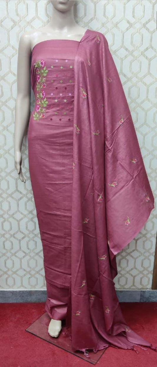 Embroidered Linen Silk Suit Materials