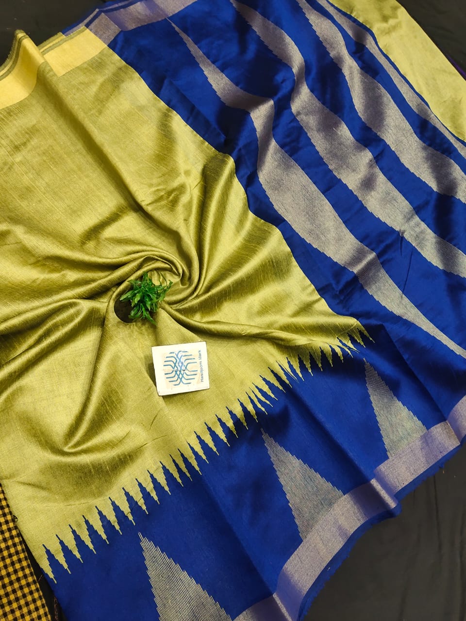 Semi raw silk saree with temple border