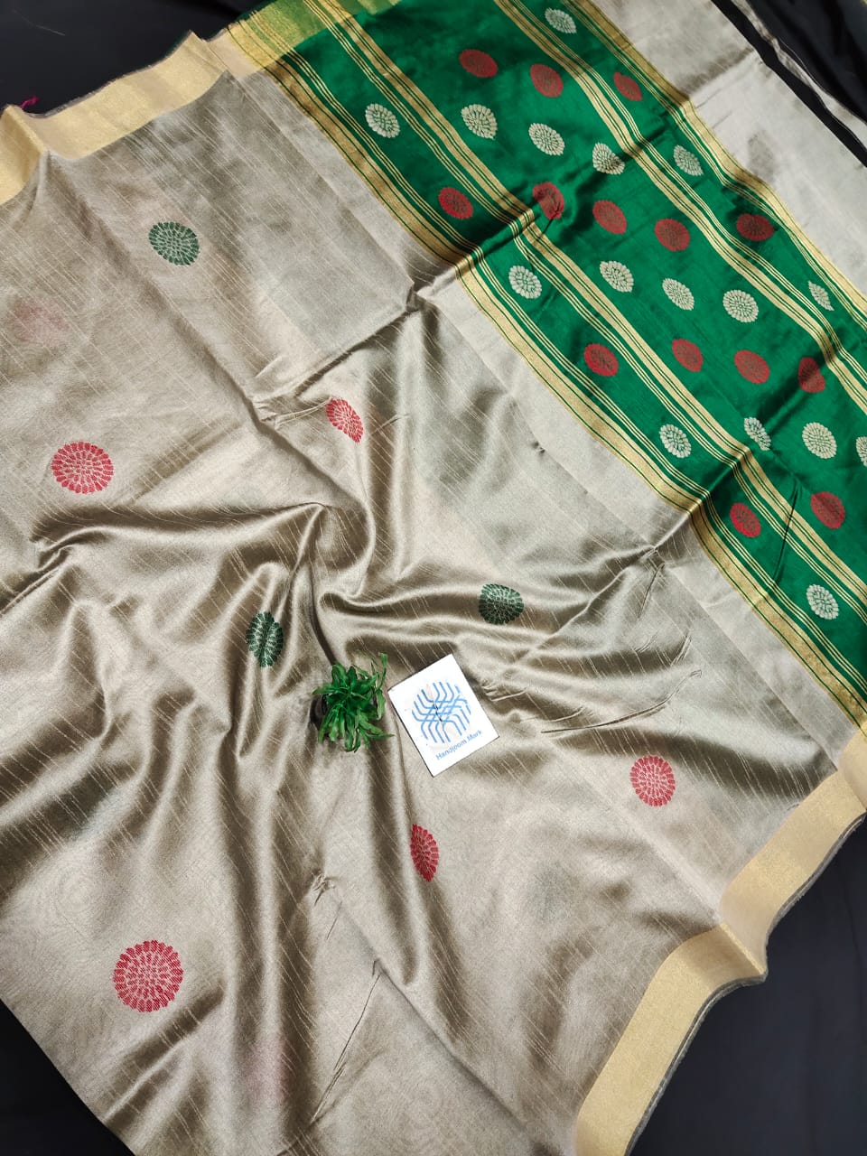 Semi Raw silk Jamdani saree with Buta