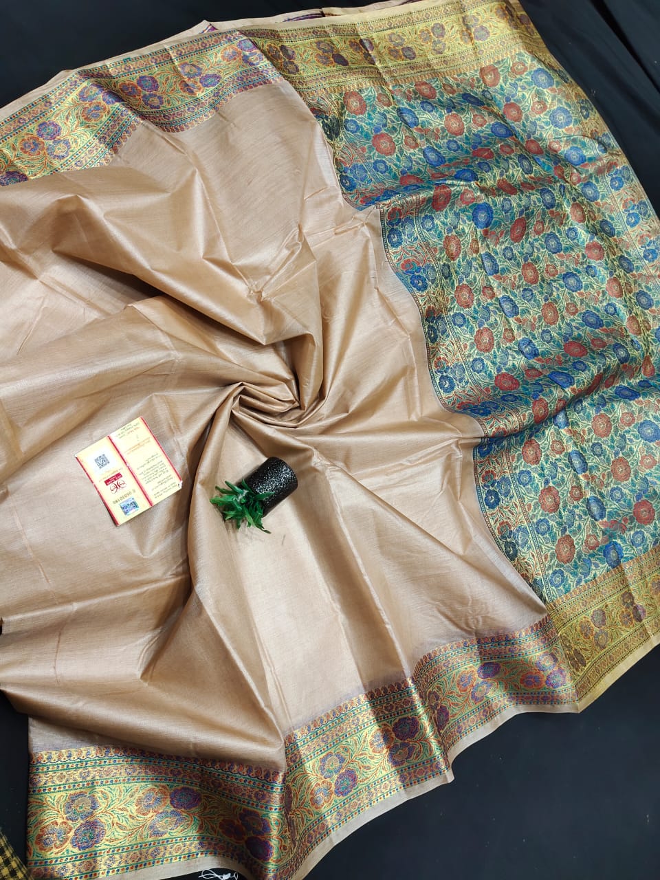 Pure Tussar silk Saree with alfi