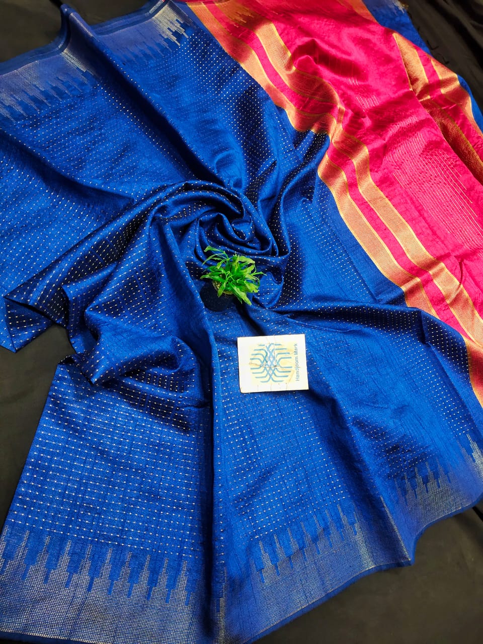 Semi Raw Silk Saree with Khapa Temple Border