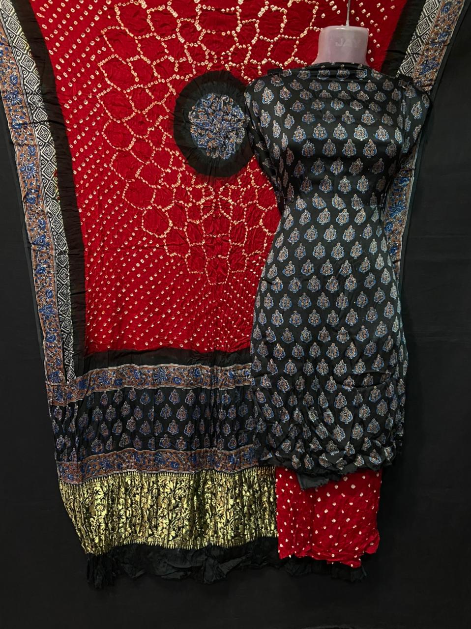 Ajrakh Bandhej Suit dress material