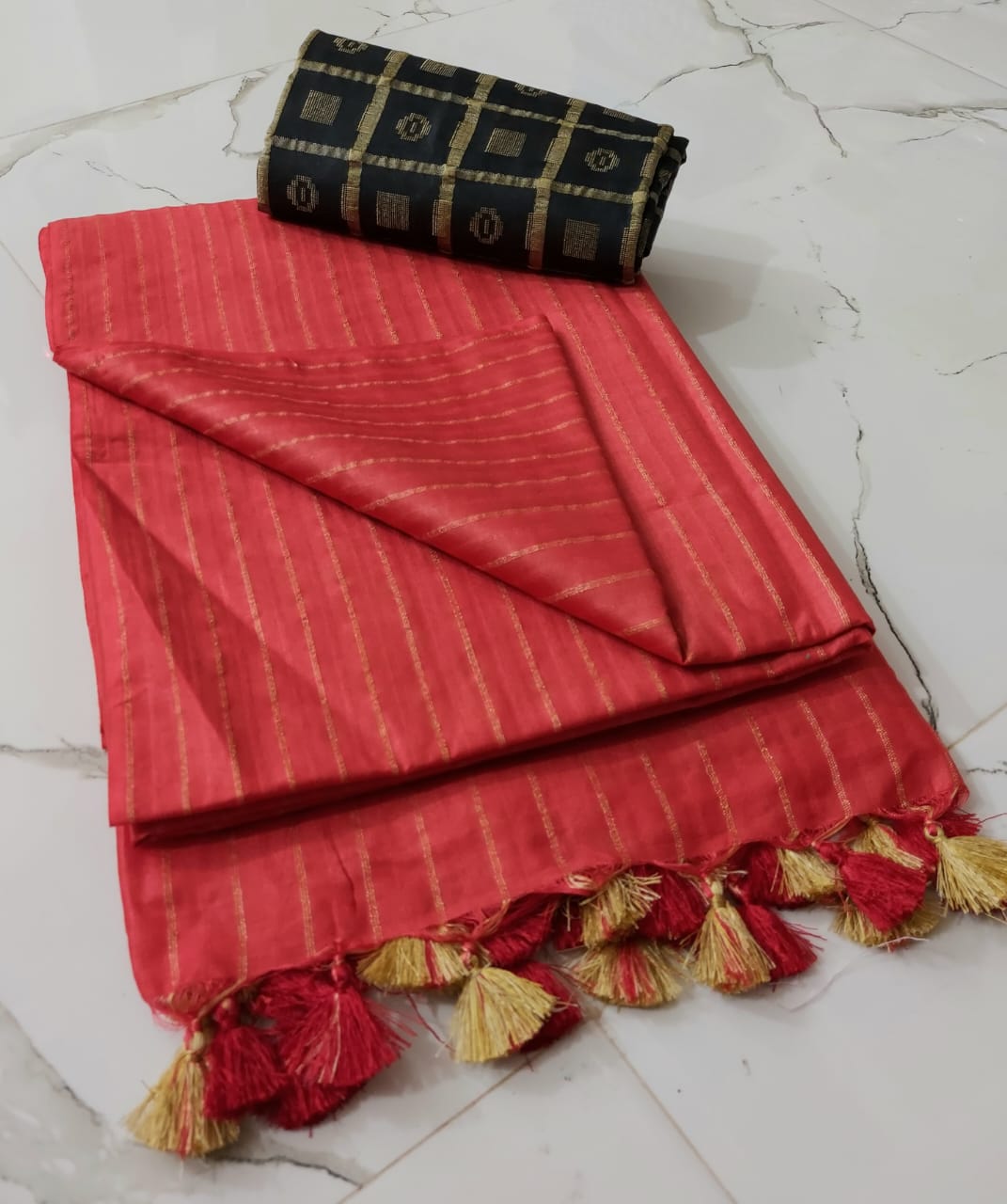 Katan silk saree with weaving design