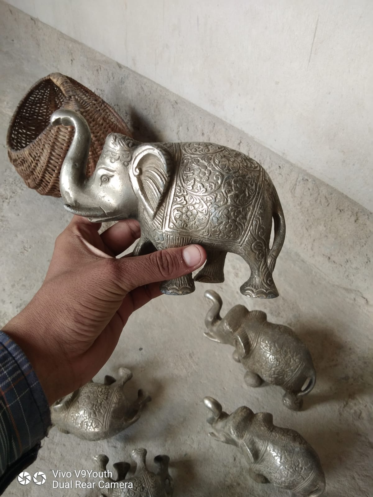 Vintage Aluminium Elephant and Camel Statue