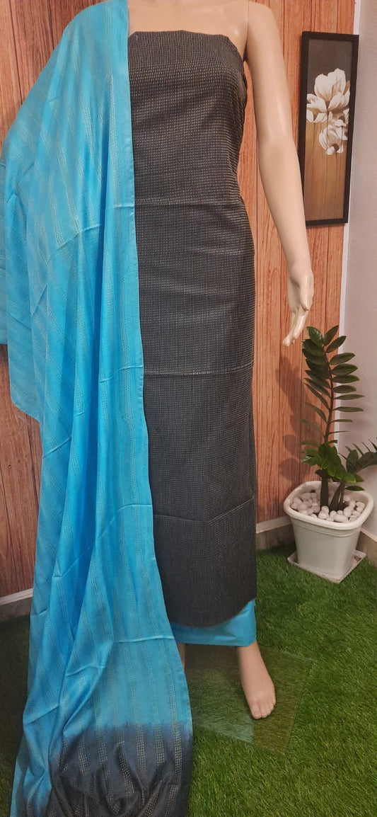 Weaved Semi Tussar Silk Suit Materials