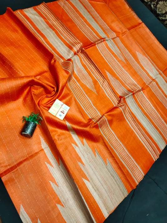 Pure tussar silk with temple border