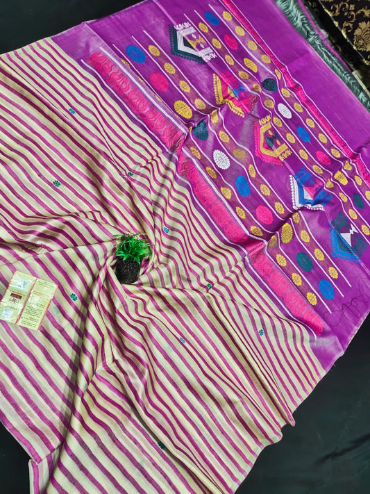 Pure Tussar silk dolabeli saree with all over buta