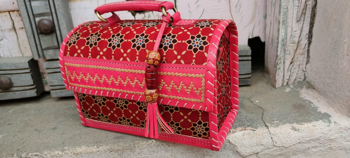 Kantha stitched leather bags
