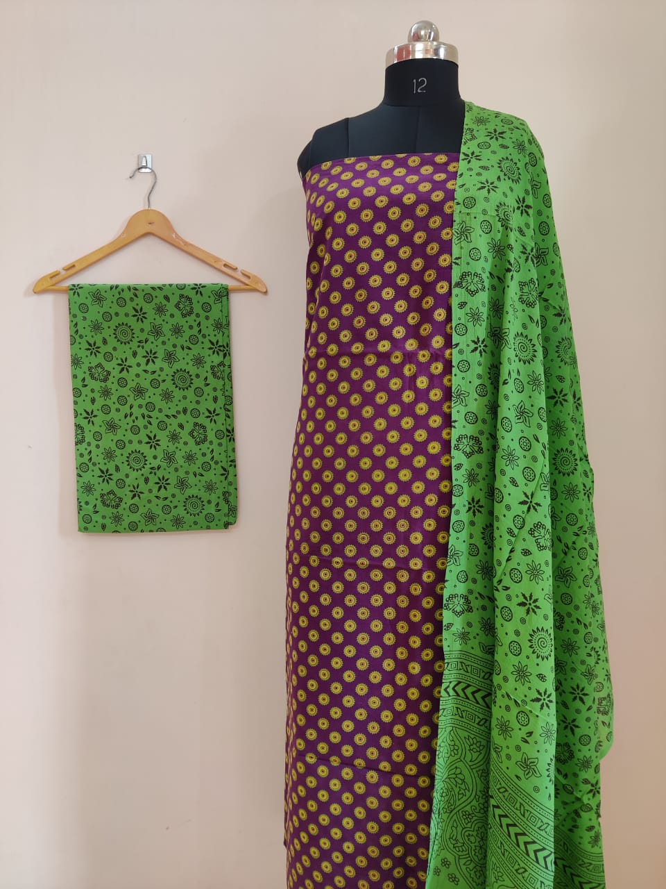 Kutchi block print Dress Material