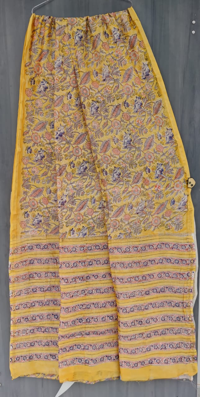 Hand block printed chanderi silk sarees