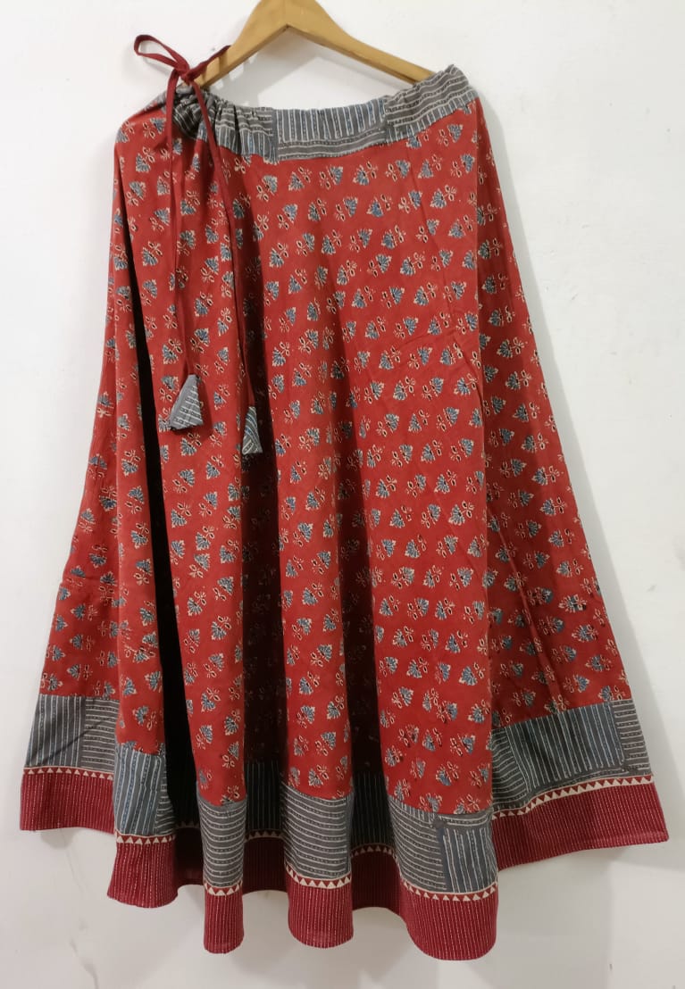 Cotton Ajrakh Natural dye handblock print skirts