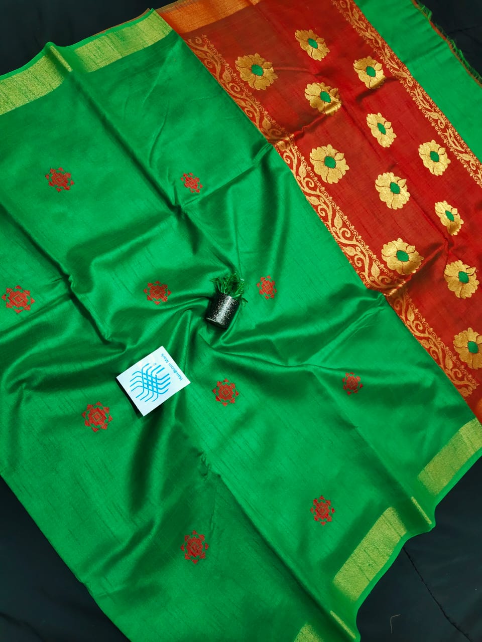 Semi Raw silk jala Jamdani saree with body buta