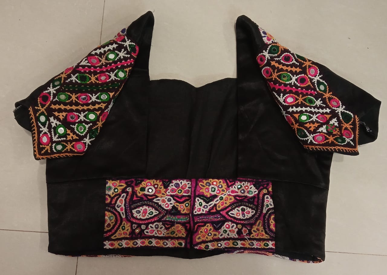 Kachhi handwork blouse and Mashroo patch work Chania Choli