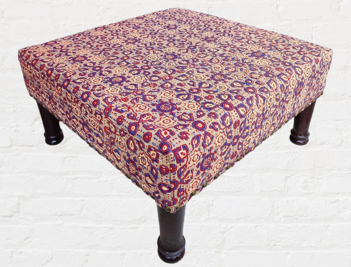Handmade embroidered Wooden Footstool