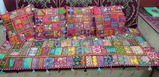 Hand patch work embroidered Vintage banjara sofa runner