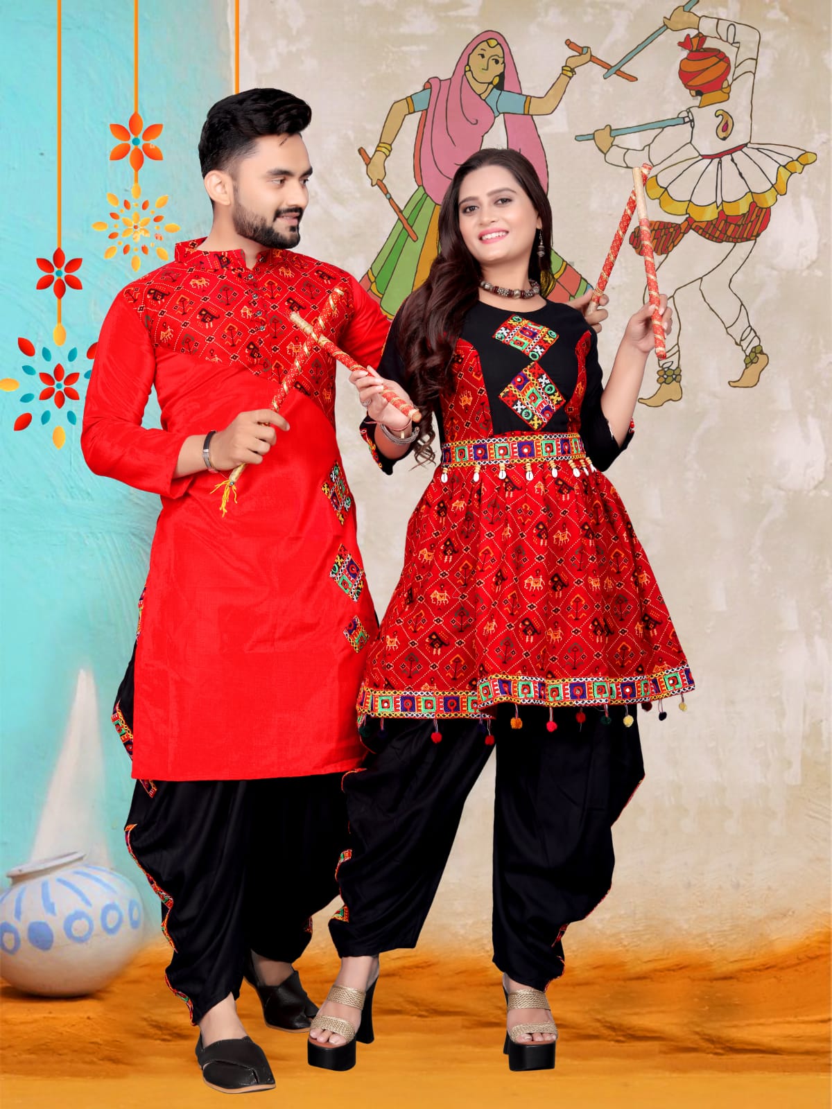 Navratri Special Couple Combo with real mirror work