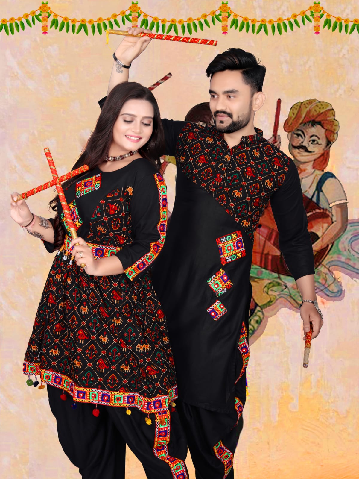 Navratri Traditional Look Couple Lehenga Choli - Daraz India