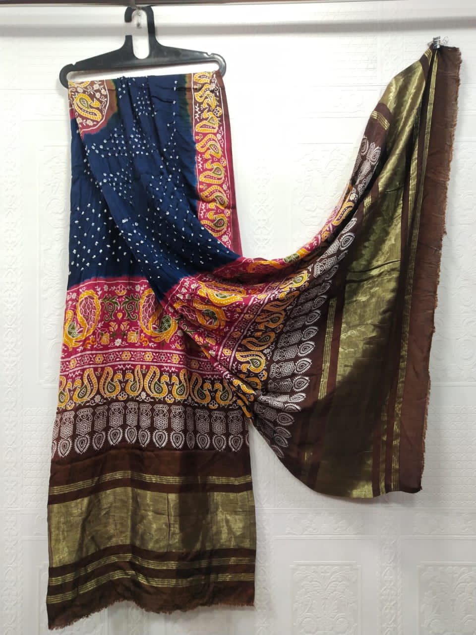 Modal silk digital print bandhani dupattas with tissue pallu
