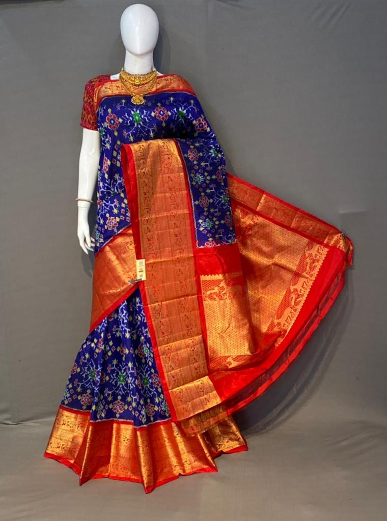 Ikat Kanchi Border Sarees