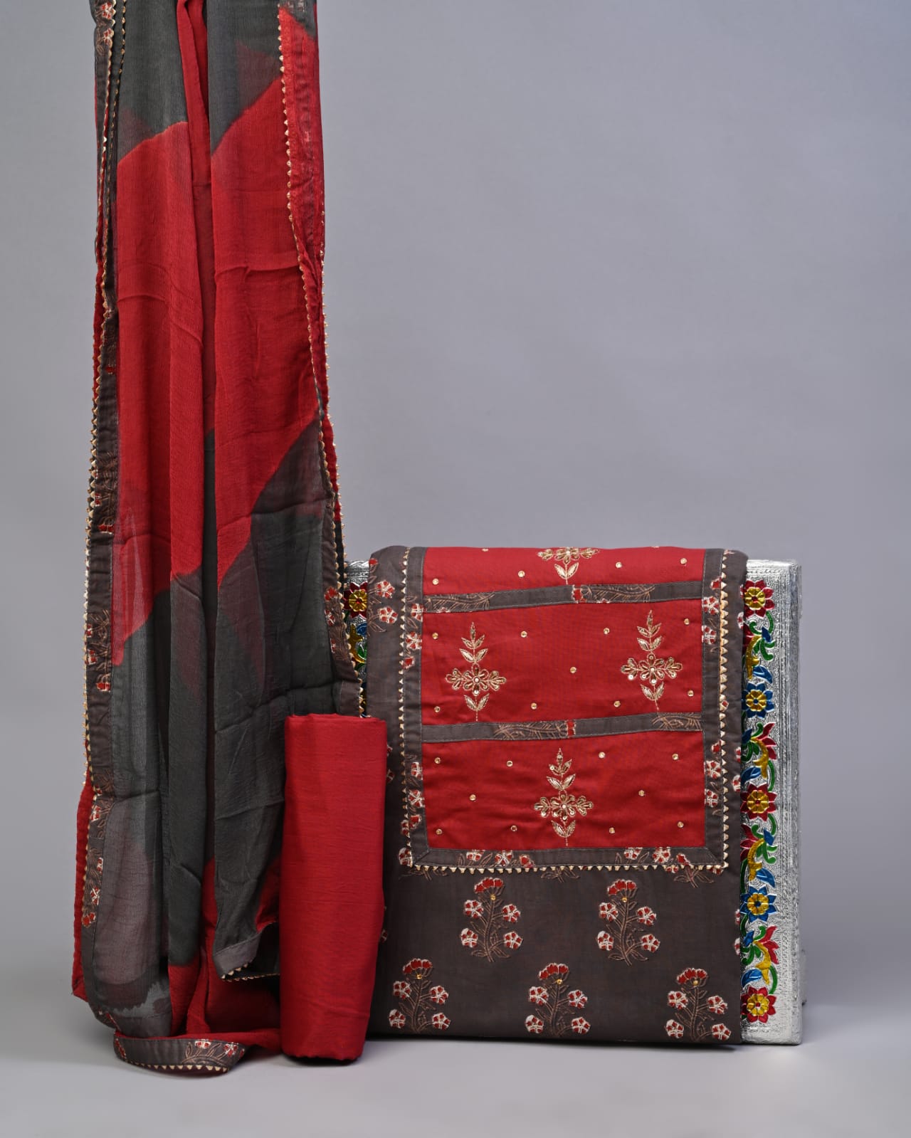 Cotton Suits and Bottom with Chiffon Dupatta