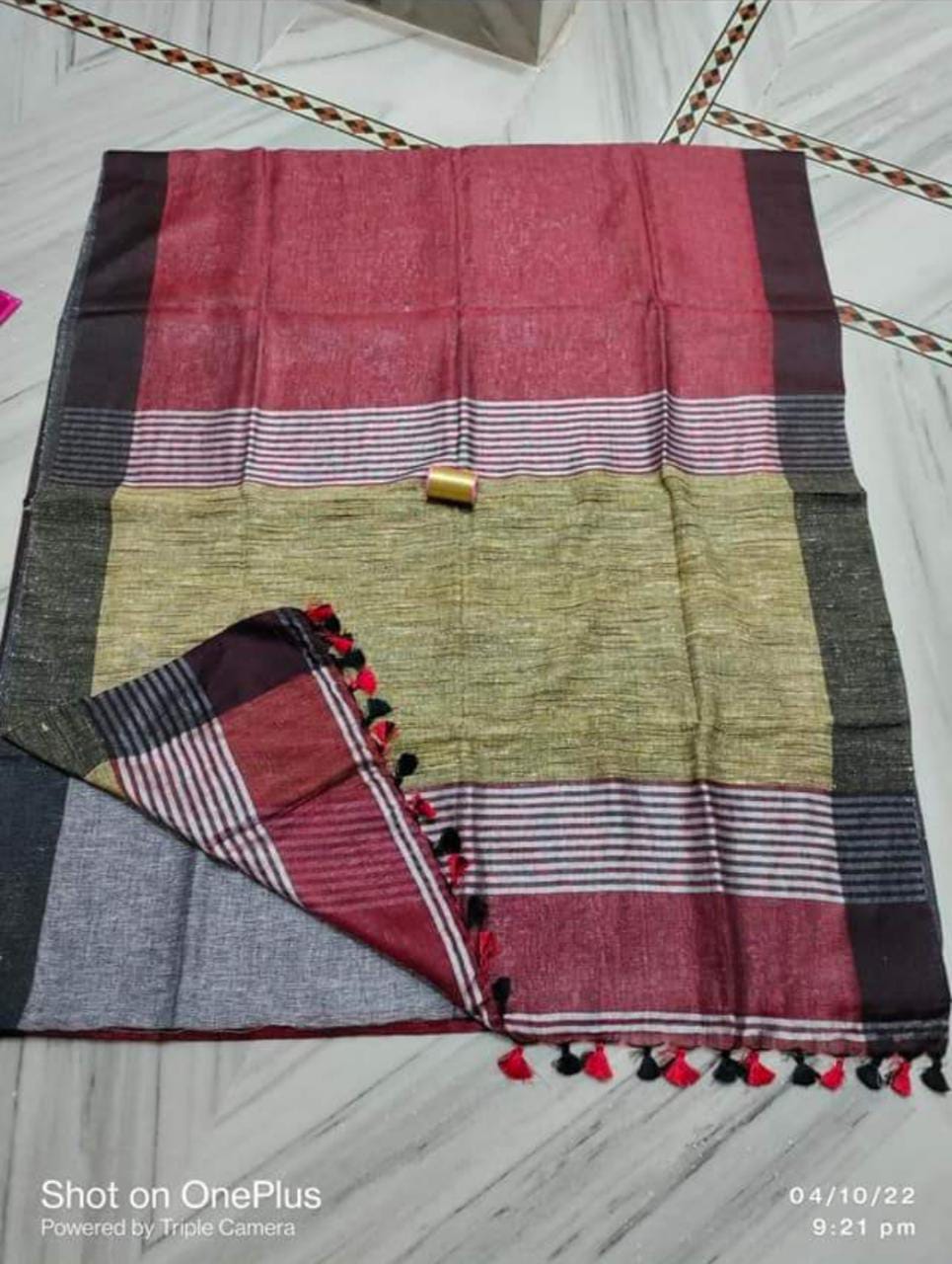 Pure line by line saree 120 count