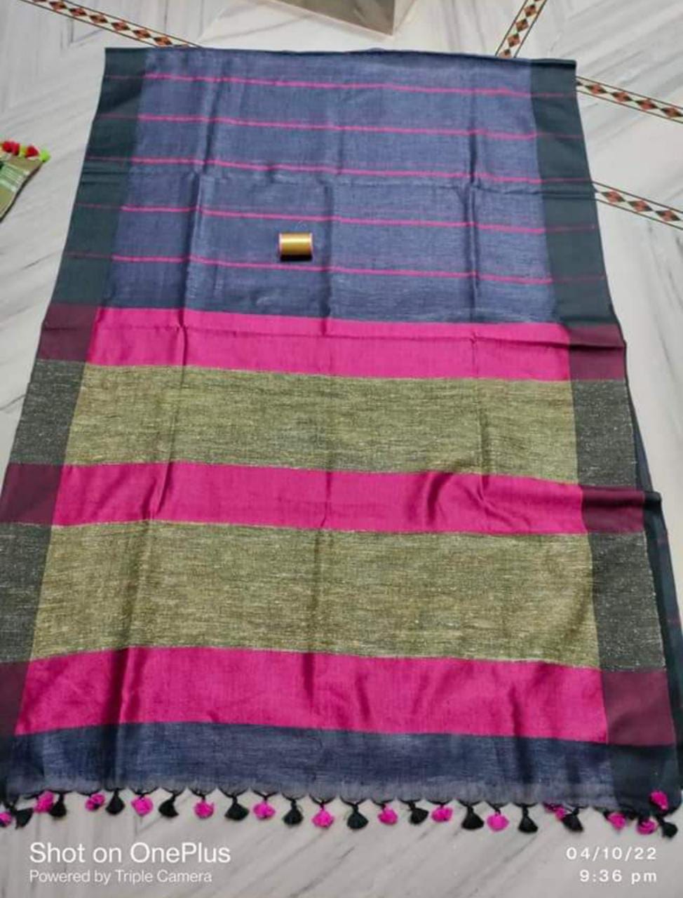 Pure line by line saree 120 count