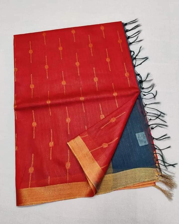 Kota silk saree with copper zari rakhi all over body and Zari wark pallu