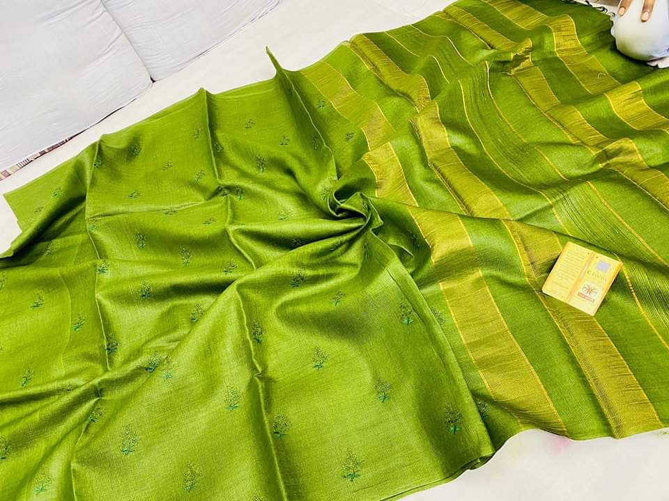 Embroidered semi Tussar silk sarees