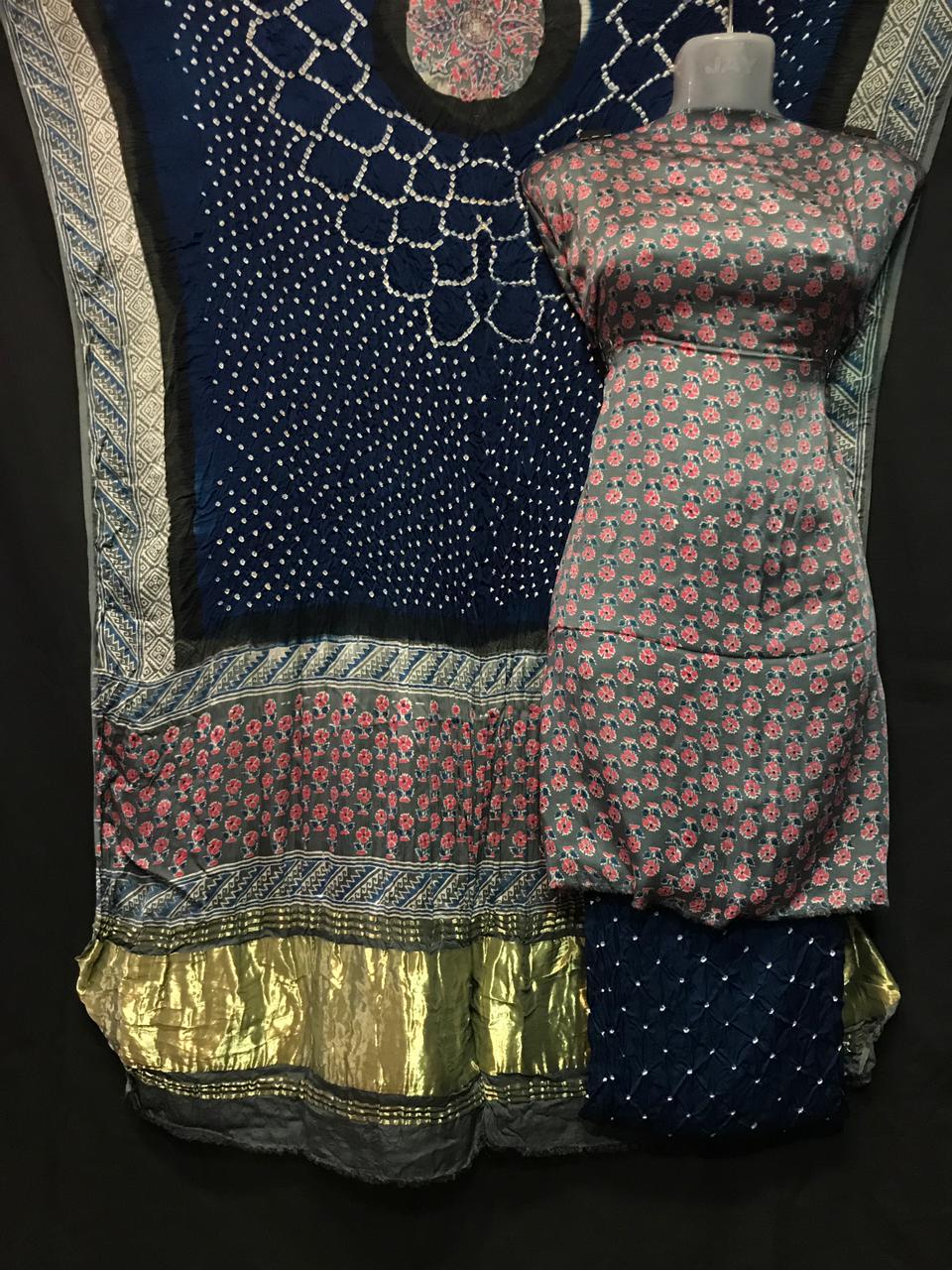 Ajrakh Bandhej dress materials