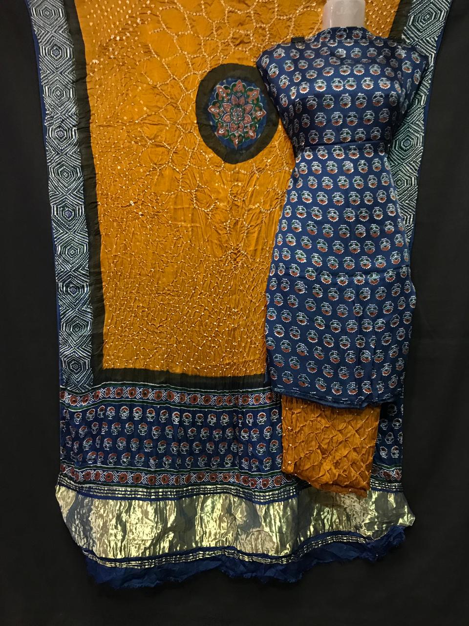 Ajrakh Bandhej dress materials
