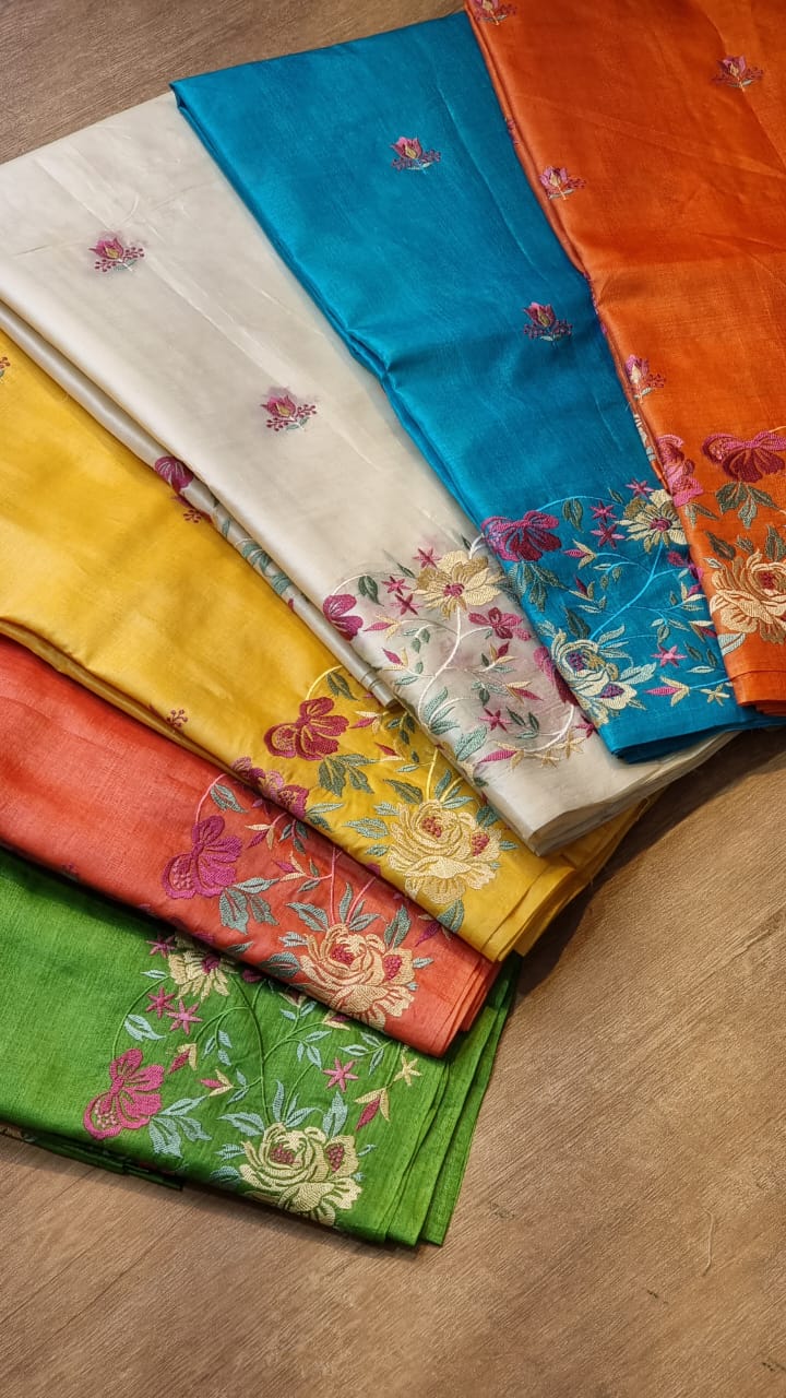 Embroidered Pure Desi tussar silk sarees
