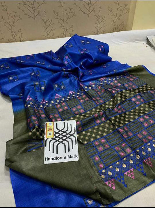 Embroidered tussar silk sarees