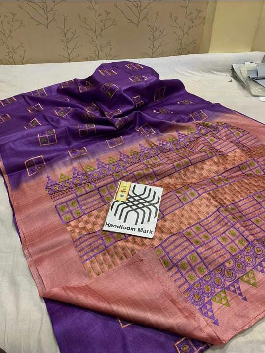 Embroidered tussar silk sarees