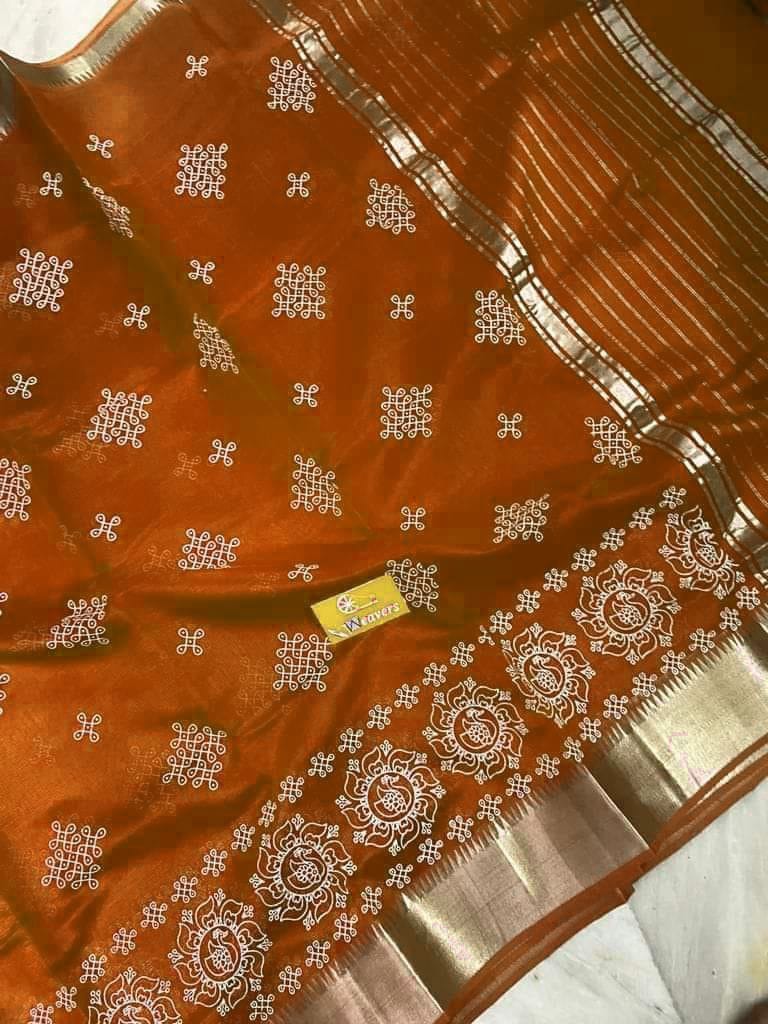 Embroidered Maheshwari handwoven Zari border sarees