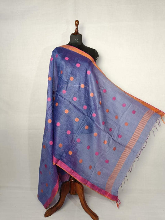 Pure cotton by linen dupatta with tussel