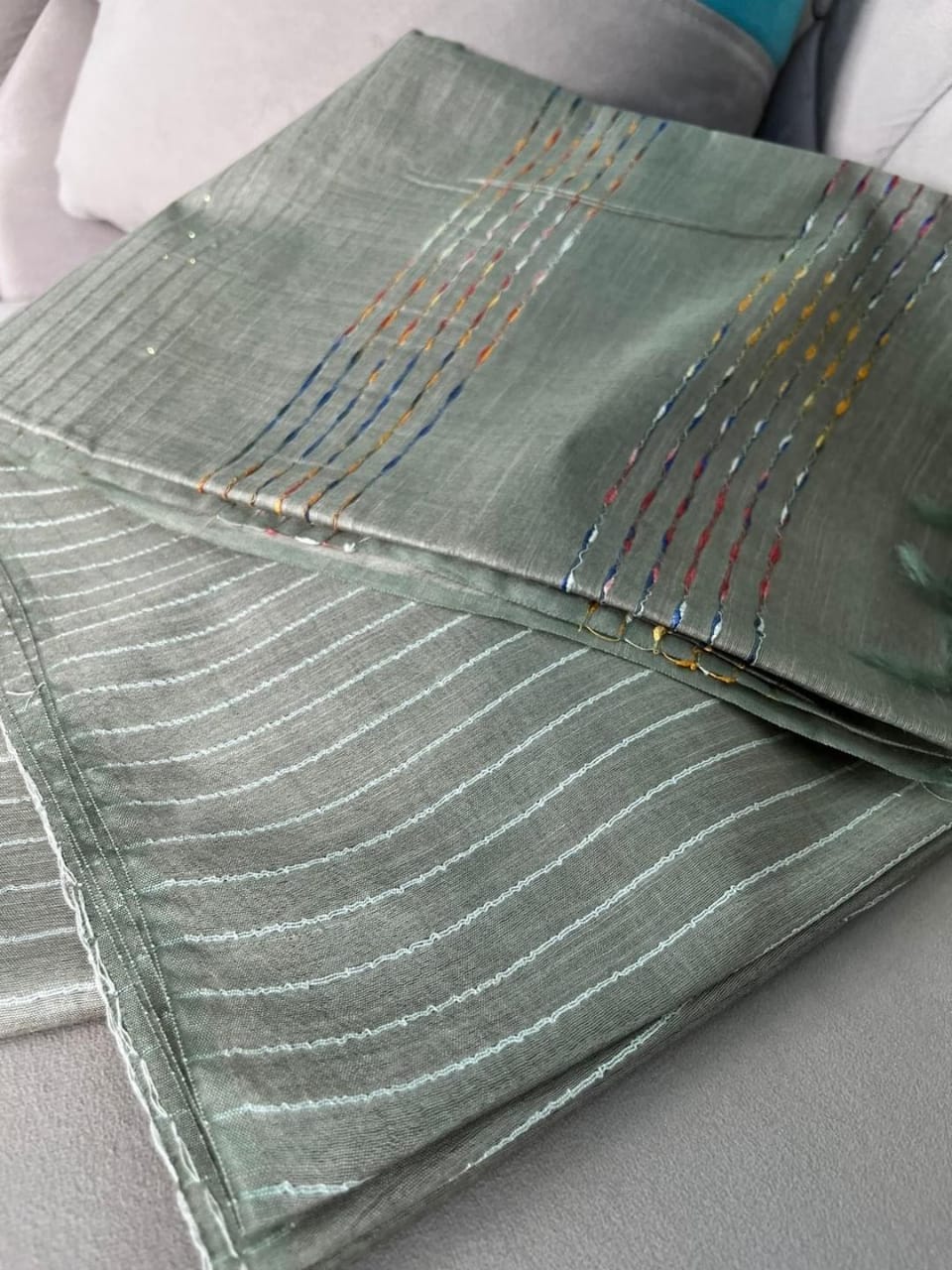 Semi Tussar silk saree with hand work on pallu