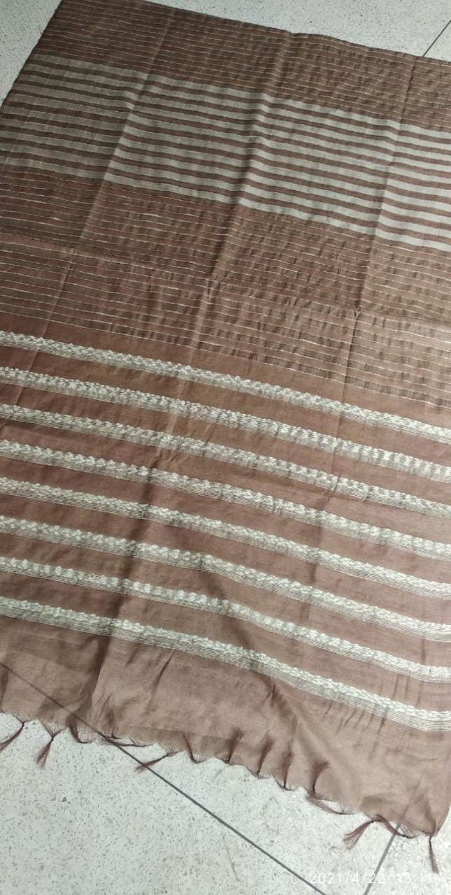 Kota silk sarees with white flag strip body