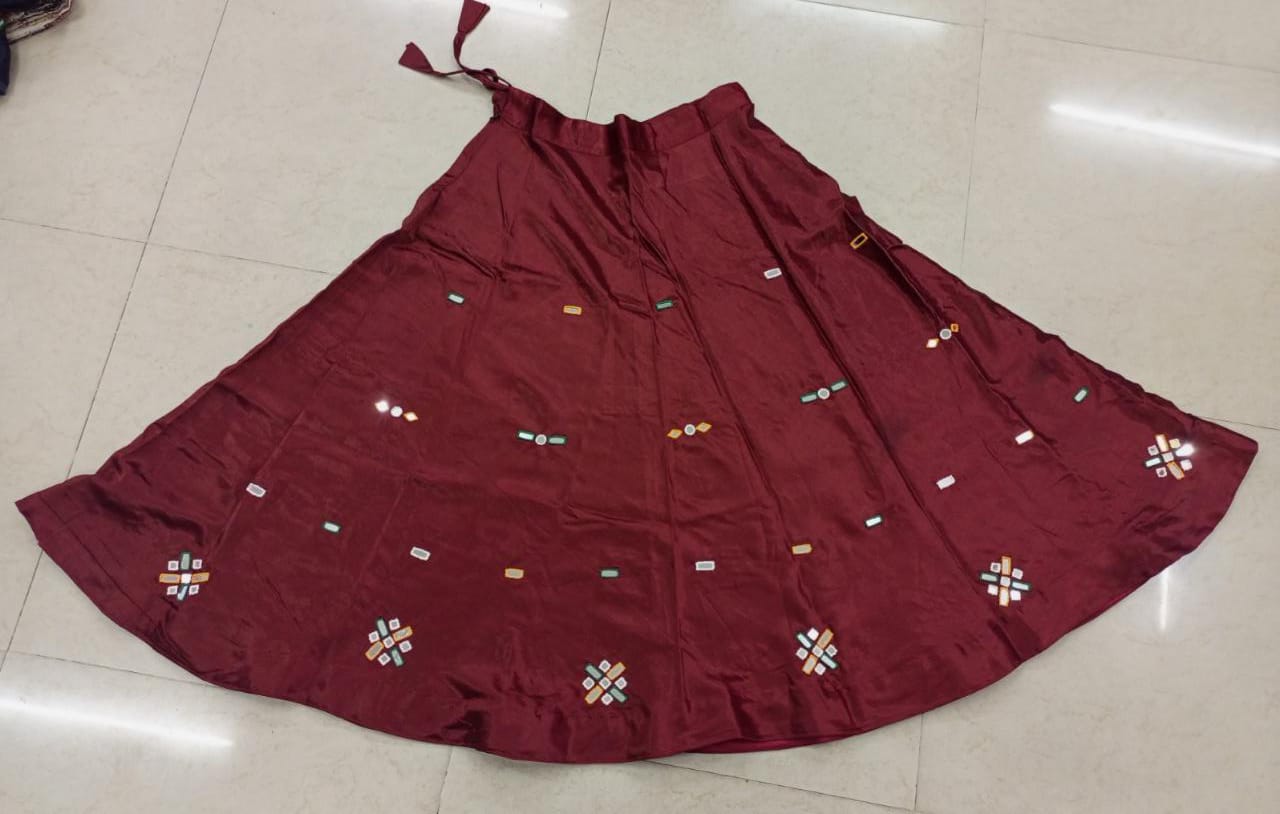 Mashru mirror work skirt