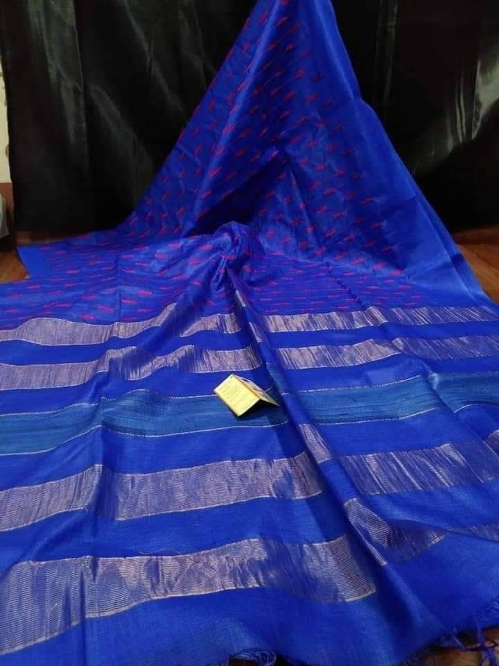 Embroidered semi tussar silk sarees