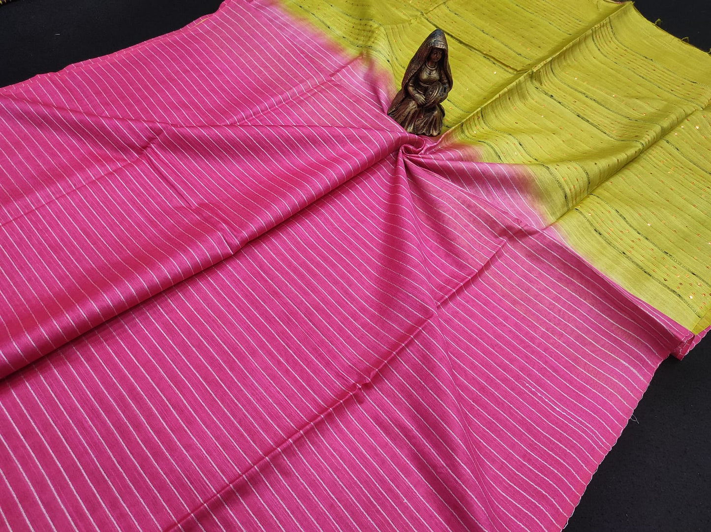 Semi Tussar silk sarees with golden zari body