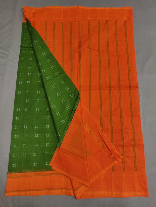 Double ikat cotton sarees with handloom plain blouse