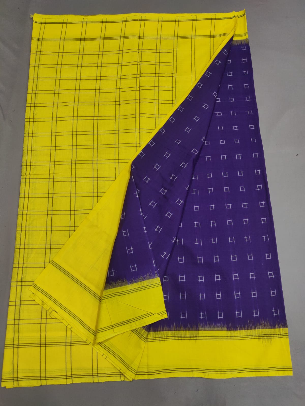 Double ikat cotton sarees with handloom plain blouse
