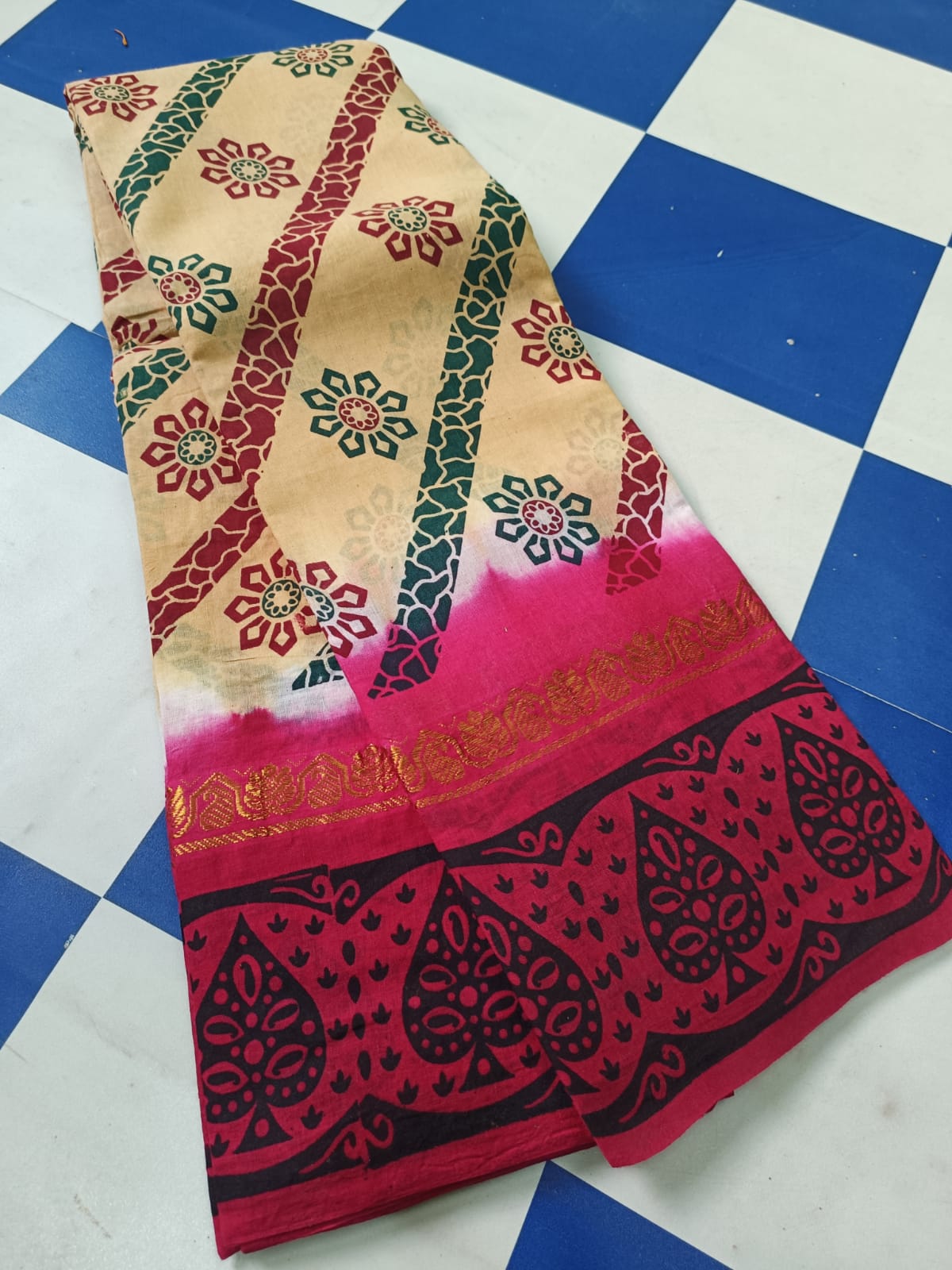 Kazipet border print cotton sarees