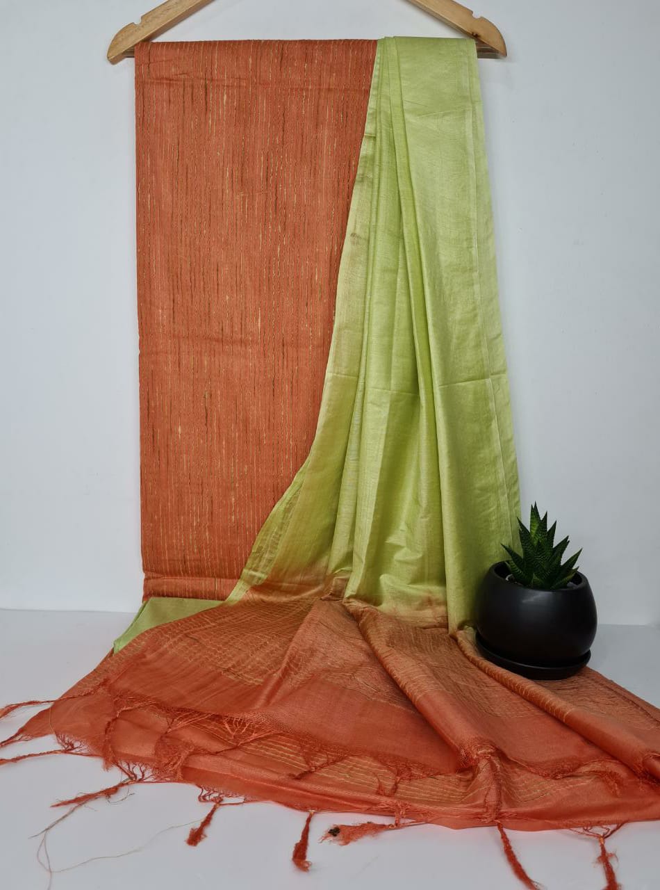 Weaved Katan silk Ghicha stripe dress materials