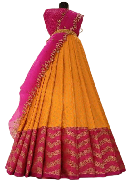 Kanjivaram Silk zari lehenga with blouse along with cutwork Dupatta