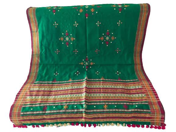 Multi thread weaved woolen chomukh shawls with tassels